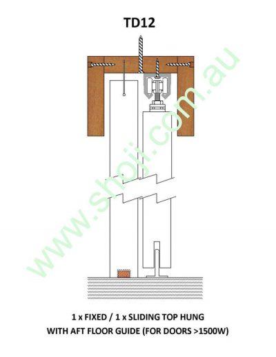 One fixed and two sliding top hung with AFT floor guide