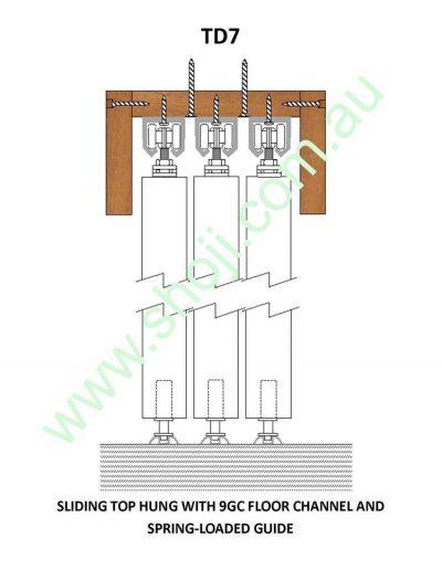 Sliding top hung with 9GC floor channel and spring-loaded guide