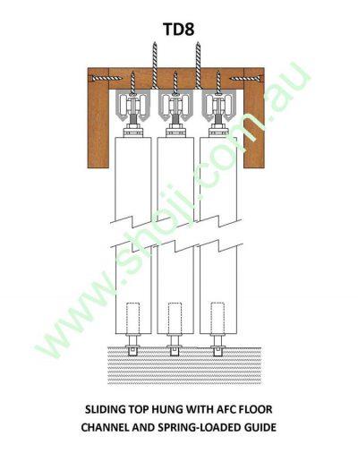 Sliding top hung with AFC floor channel and spring-loaded guide