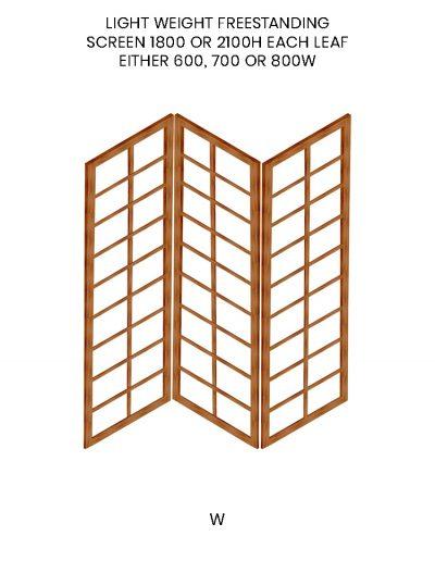 Oriental light weight freestanding Shoji screen