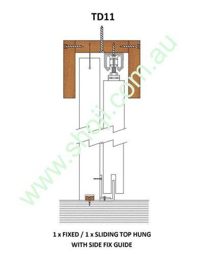 1x Fixed and 2x Sliding Top Hung with side fix guide