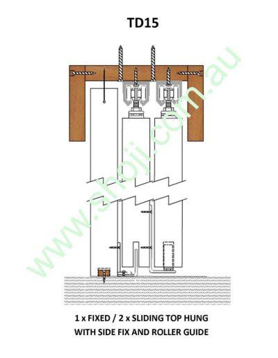 1x Fixed and 2x Sliding Top Hung with Side Fix and Roller Guide