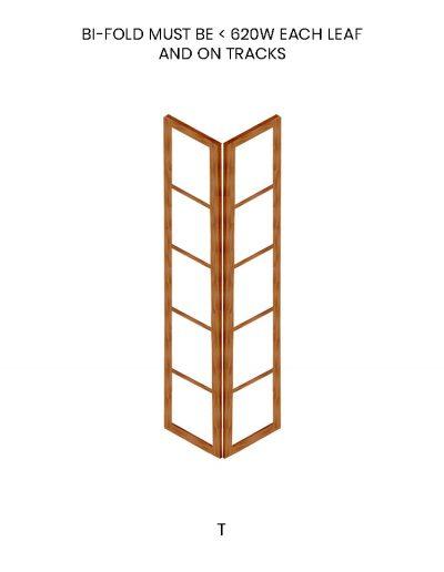 BIFOLD MUST BE < 620W EACH LEAF AND ON TRACKS